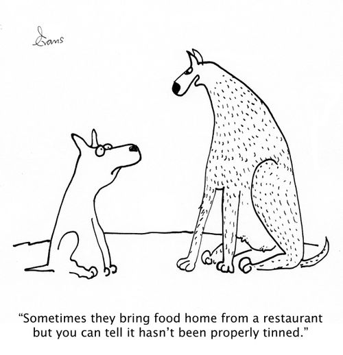 'Sometimes they bring food home from a restaurant but you can tell it hasn't been properly tinned.'