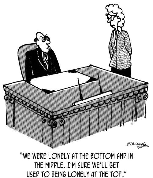 'We were lonely at the bottom and in the middle. I'm sure we'll get used to being lonely at the top.'