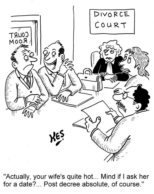 'Actually, your wife's quite hot... Mind if I ask her for a date?... Post decree absolute, of course.'