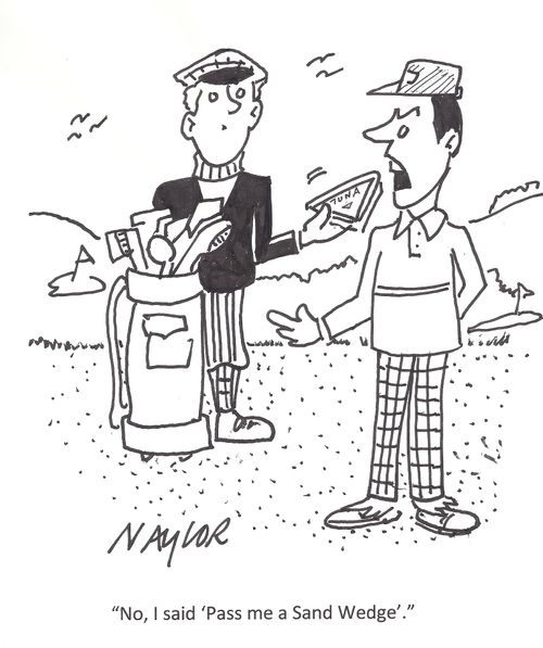 'No, I said 'Pass me a Sand Wedge'.'