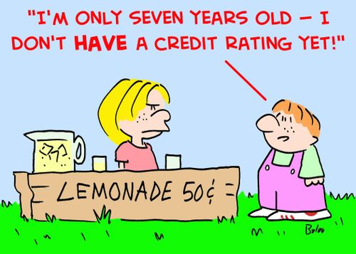 LEMONADE 50 CENTS, 'I'm only seven years old -- I don't HAVE a credit rating yet!'