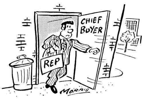Sales rep being sent through a back door.