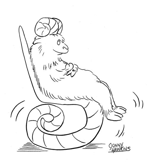 Big horned sheep on rocker with horn rockers.