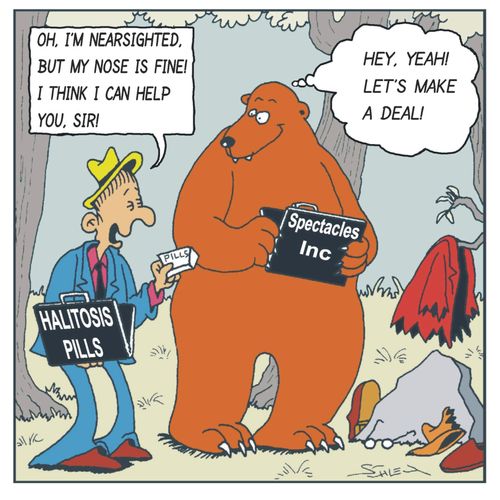 The Halitosis pills dealer and a bear - 'Let's make a deal!'