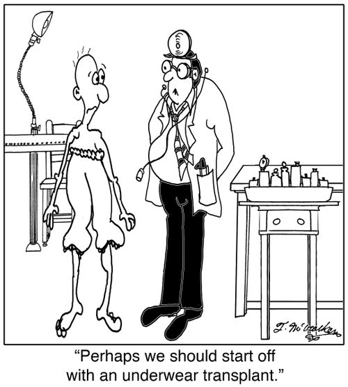 'Perhaps we should start off with an underwear transplant.'