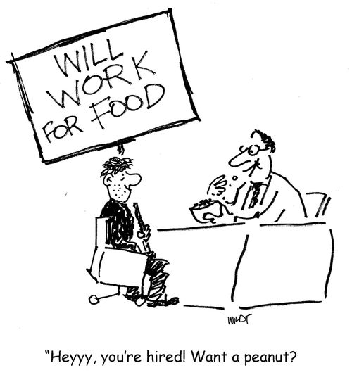 'Heyyy, you're hired! Want a peanut?'