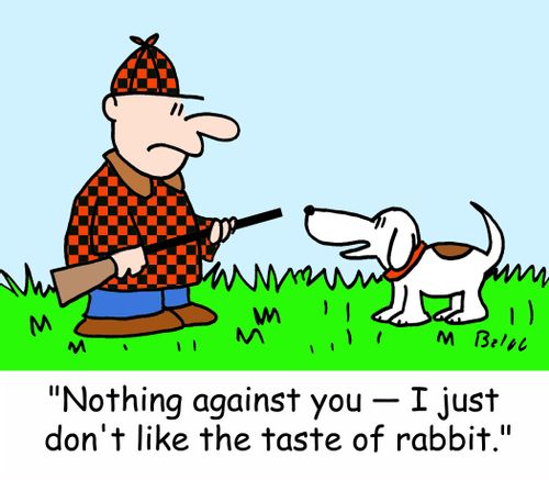 'Nothing against you - I just don't like the taste of rabbit.'