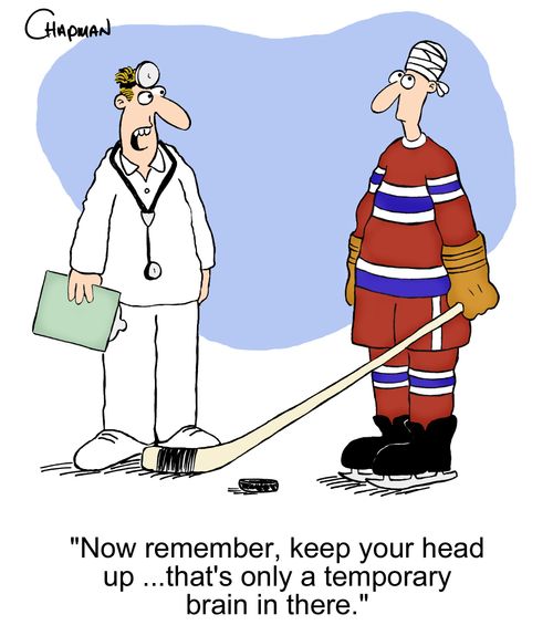 'Now remember, keep your head up ...that's only a temporary brain in there.'