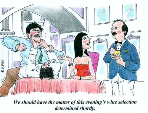 'We should have the matter of this evening's wine selection determined shortly.'