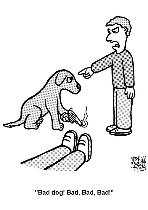 'Bad dog! Bad, Bad, Bad!' (NRA supports gun ownership by dogs)