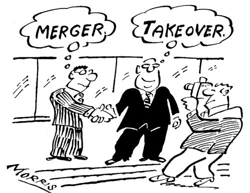 One man thinking 'merger', the other thinking 'takeover'.