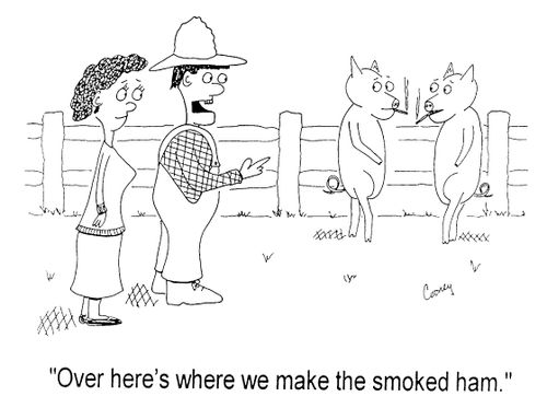 "Over here's where we make the smoked ham"