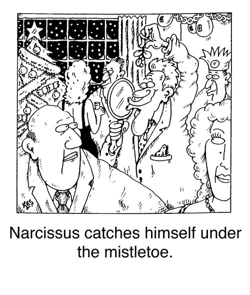 'Narcissus catches himself under the mistletoe'