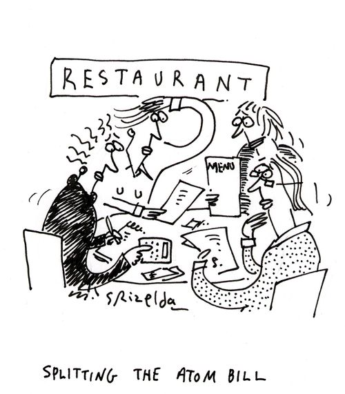 Splitting the atom bill - Group of women dividing their restaurant bill
