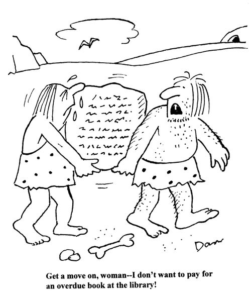 Get a move on, woman - I don't want to pay for an overdue book at the library!