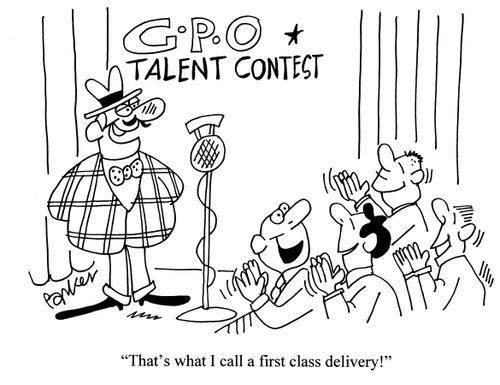 'That's what I call a first class delivery!'