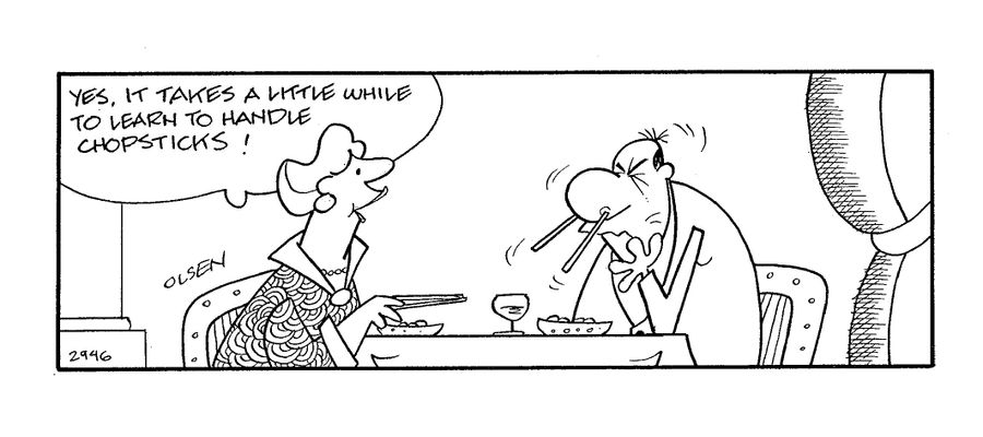 'Yes, it takes a little while to learn to handle chopsticks!'
