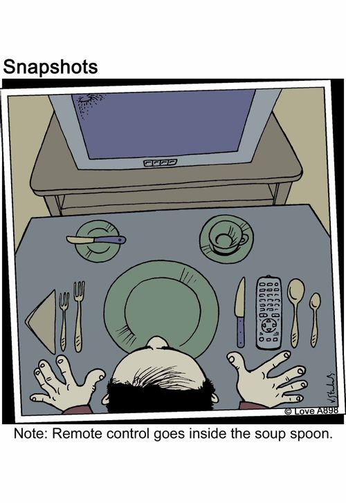 Note: Remote control goes inside the soup spoon.
