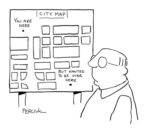 Man lost looking at city map.