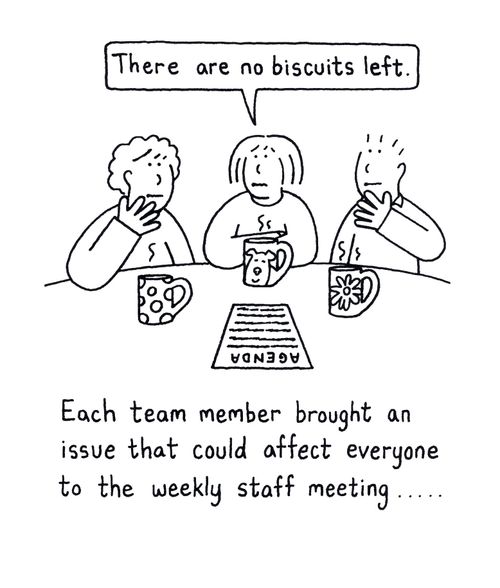 Each team member brought an issue that could affect everyone to the weekly staff meeting..
