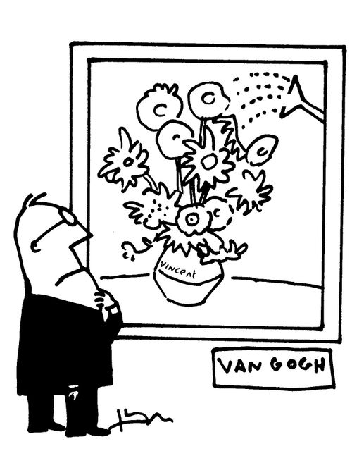 Vincent Van Gogh's Sunflowers being watered