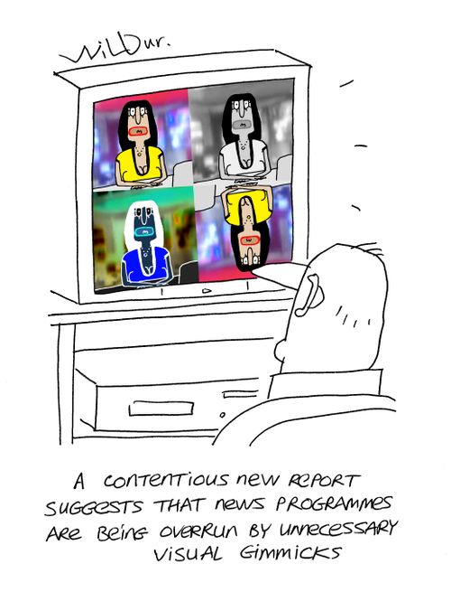 A contentious new report suggests that news programmes are being overrun by unnecessary visual gimmicks.