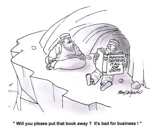 'Will you please put that book away? It's bad for business.'