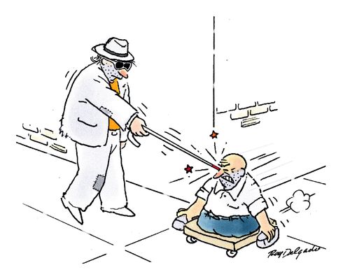 Blind man hits amputee
