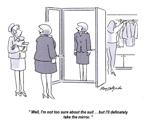 'Well I'm not too sure about the suit... but I'll definitely take the mirror.'