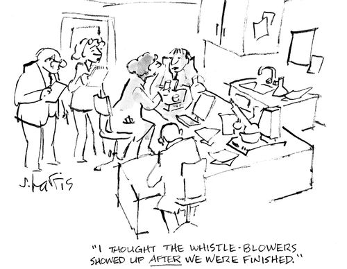 'I thought the whistle-blowers showed up after we were finished.'