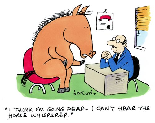 'I think I'm going deaf - I can't hear the horse whisperer.'