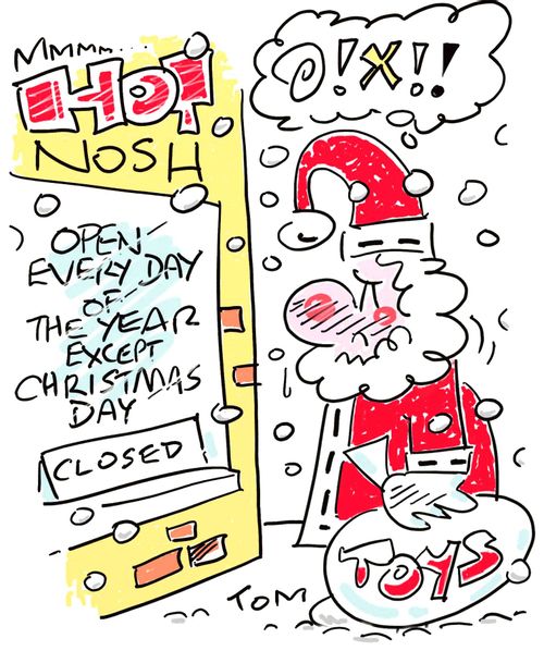 Hot food cafe open every day except Christmas Day.