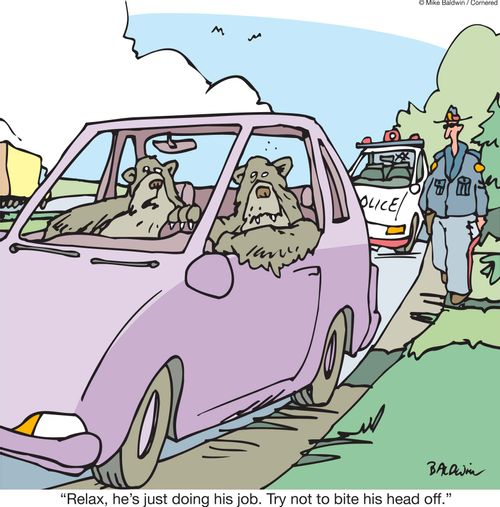 'Relax, he's just doing his job. Try not to bite his head off.'