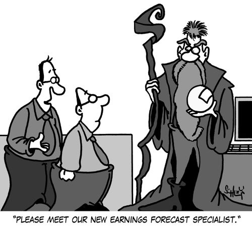 'Please meet our new earnings forecast specialist.'