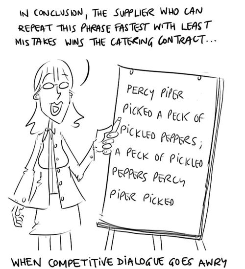 'In conclusion, the supplier who can repeat this phrase fastest with least mistakes wins the catering contract...'