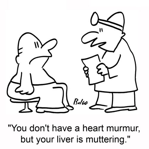 'You don't have a heart murmur, but your liver is muttering.'