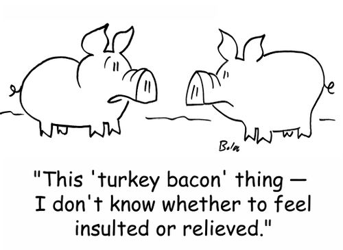 'This 'turkey bacon' thing -- I don't know whether to feel insulted or relieved.'