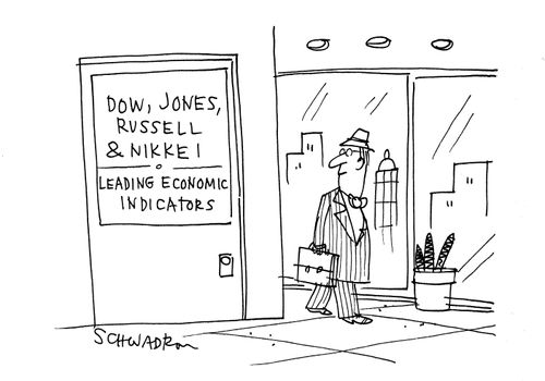 'Dow, Jones, Russell & Nikkei - Leading economic indicators.'