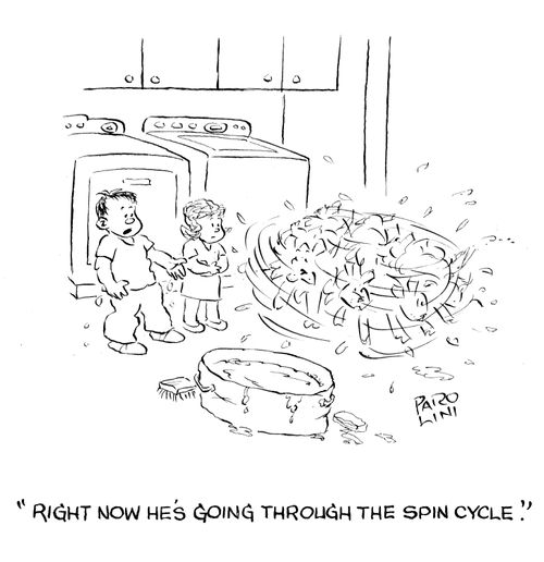 'Rigt, now he's going through the spin cycle.'