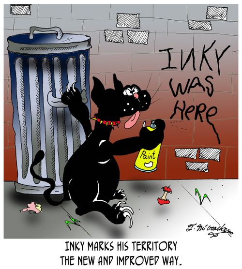 Inky marks his territory the new and improved way.