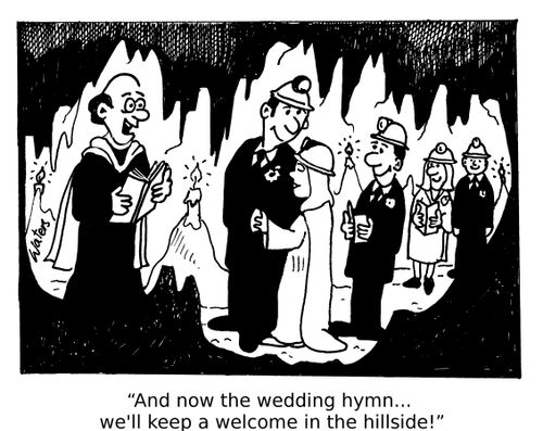'And now the wedding hymn... we'll keep a welcome in the hillside!'