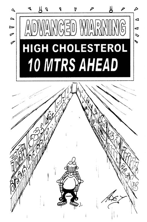 'Advanced warning: High cholesterol 10mtrs ahead.'