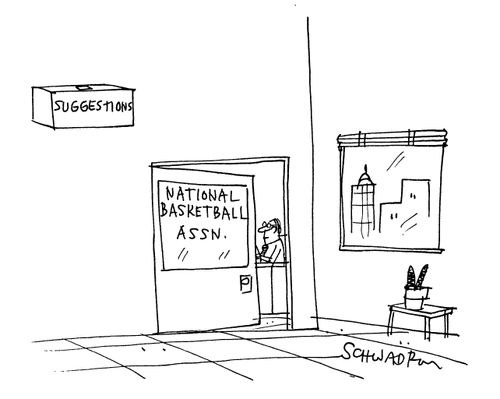 National basketball association - suggestion box high up wall.