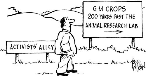 Activists' Alley - GM Crops 200 yards past the Animal Research Lab.