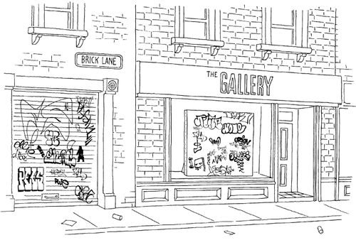 'The Gallery' Featuring Graffiti Art, Next to Actual Grafitti.