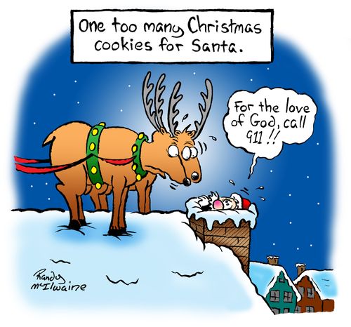 One too many Christmas cookies for Santa.