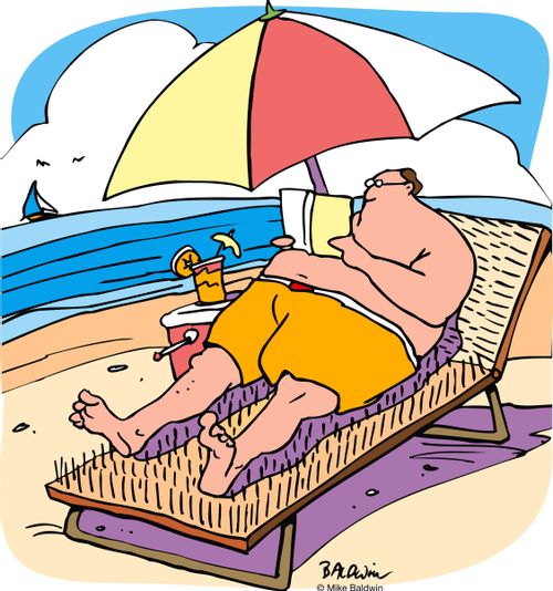 Man sunbathing on the beach.