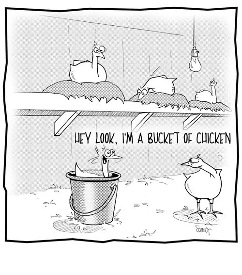 'Hey look, I'm a bucket of chicken.'