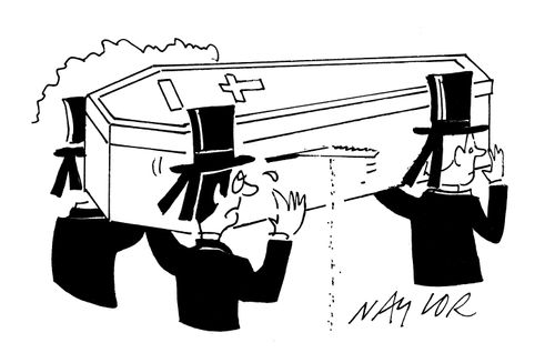 Man trying to break out of a coffin. 