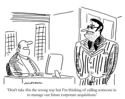 'Don't take this the wrong way but I'm thinking of calling someone in to manage our future corporate acquisitions.'